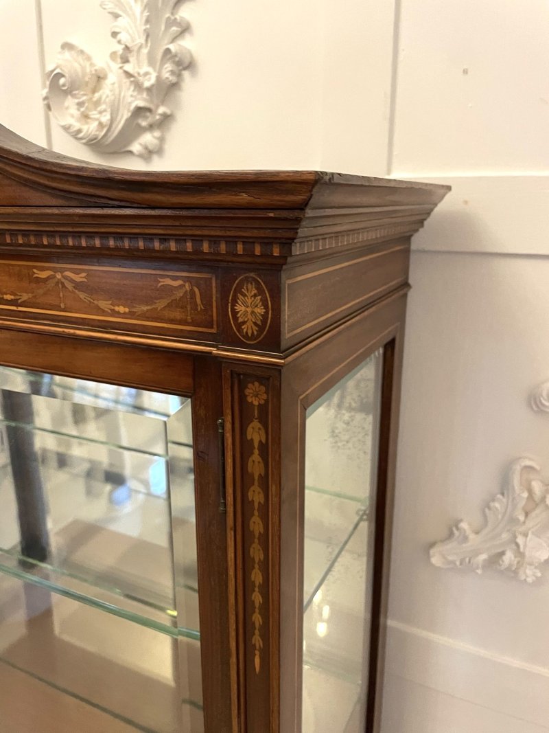 Outstanding Quality Antique Victorian Mahogany Inlaid Display Cabinet - Image 6